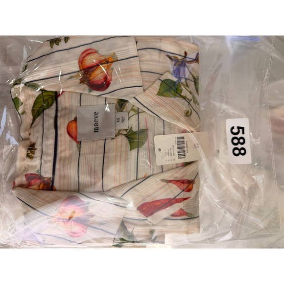 NWT Maeve Anthropologie Vegetable Button Down Shirt Blouse Size XS Puff Sleeve - Picture 10 of 10